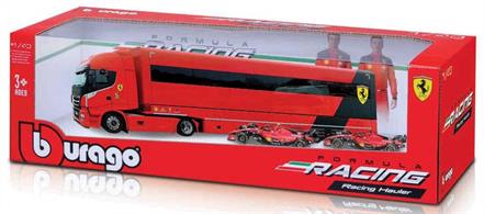 Burago B18-36847 1/43rd F1 Ferrari Iveco S-Way 570 Racing Transporter with Two Cars
