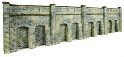 Metcalfe N Stone Retaining Wall PN144A realistic and sturdy wall with recessed lower sections, produced in the new stone style introduced by Metcalfe with&nbsp;the single road engine shed.&nbsp;Each kit is fully finished and easy to assemble, and features some fine laser cut pieces for extra detail.Ideal for embankments and cuttings.Size: 295 x 68mm