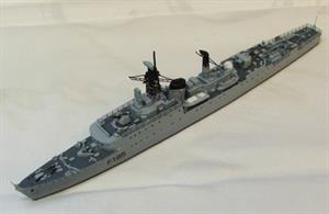 This is a model of HMS Relentless c.1953. The kit contains a resin hull and super structure, white metal fittings, photo etched detail and decals. HMS Relentless was one of 23 Type 15 Frigates in the Royal Navy