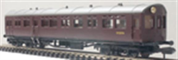 Nicely detailed model of GWR auto train trailer car or autocoach number W190W finished in the later British Railways lined maroon livery applied from 1957 onwards.