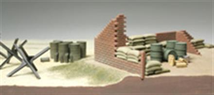 Tamiya 32508 1/48 Scale  Brick, Sandbag &amp; Barricade SetSet includes bricks, bars, sandbags and anti tank barricades.