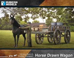 Detailed plastic model kit building a civilian horse drawn farm cart with horse.
