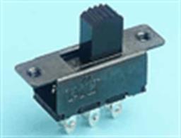 Miniature size DPDT slide switch measures 15mm x 8mm x 7mm.