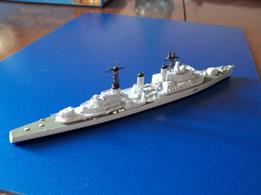 This is a model of HMS Lion c.1960 at the time of her first commission. The kit contains a resin hull and super structure, white metal fittings, photo etched detail and decals. HMS Lion was the second of three Tiger Class Cruisers in the Royal Navy. A painted preproduction Lion is illustrated, before repositioning of the forward gun turret. Now in stock!