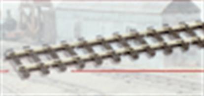 SL-500 has a track width of 16.5mm which gives a equivalent real size of 2ft 4ins making it popular for those who model Narrow gauge in wales and Devon.This track features an irregular sleeper pattern, designed to represent the rough-cut sleepers used on many narrow gauge lines. Code 100 rail is fitted, use SL-10 (conductive) and SL-11 (insulating) rail joiners from the OO/HO range.Track gauge 16.5mm. Length 914mm (36in)