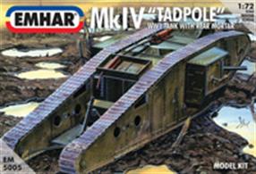 Emhar EM5005 1/72 Scale British MKIV Tadpole Tank with Rear Mortar - WW1Comprehensive assembly instructions are included.Glue and paints are required
