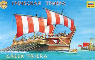 Zvezda 1/72 Greek Triera Ship 8514Triera is the main type of a battle ship of the Mediterranean period of the Greek - Persian wars . The main weapon was a copper bound ram, the speed of the ship under oars was approx 18 km/h