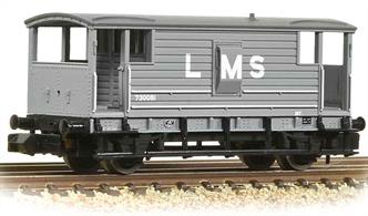 An excellent model of the large LMS good train brake van. These long-wheelbase vans were introduced in the 1930s, providing a much more comfortable ride for the guard as the use of vacuum brakes allowed goods train speeds to be increased.This model is painted in the early 1930s LMSÂ grey livery with large lettering.