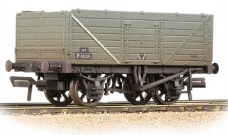 A good model of the standard type of 7-plank open wagons used by Britains railways. This model represents a wagon, with end, side and bottom doors, painted in BR grey livery with black patches to provide a good background for lettering and chalk messages.