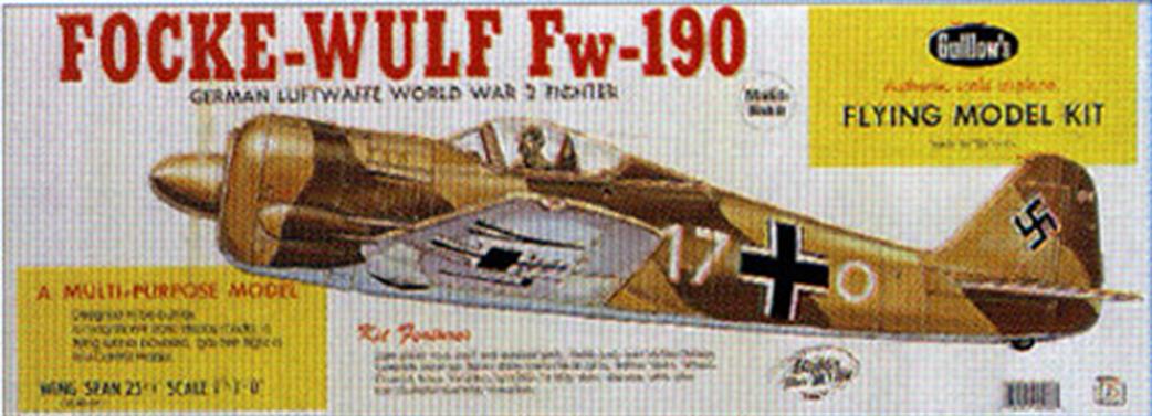 Guillows 1/16 406 German Focke Wulf FW 190 Balsa Freeflight Kit
