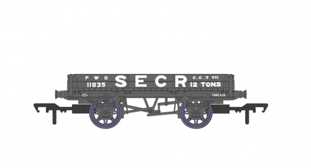 Rapido Trains OO 928002 SECR 11835 Dia.1744 2 Plank Open Ballast Wagon SECR Grey