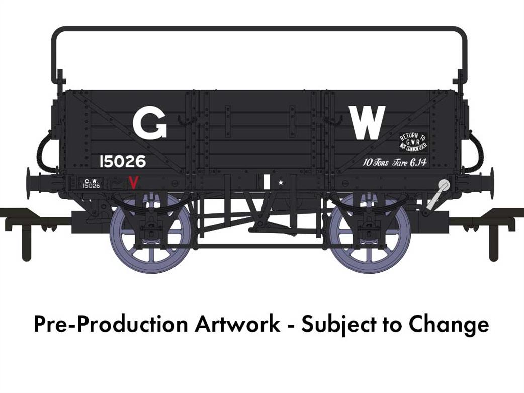 Rapido Trains OO 943017 GWR 15026 Diagram O15 Vacuum Braked 5 Plank Open Wagon with Sheet Rail GWR Grey 16in Lettering
