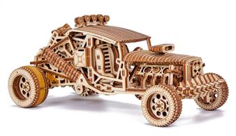 All enthusiasts of intense racing, eccentric builders, and the film "Mad Max," which served as Wood Trick inspiration for this model, will like the Mad Buggy. Complexity 3 level Model Dimensions 255*110*125 mm Number of pieces 322 Assembly time 6-8 hours