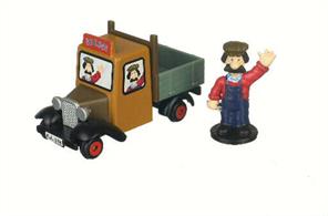 Features include detailed die-cast Builder's Truck with magnetic connector, designed for use with any wooden track, rotating wheels and Ted Glen figure