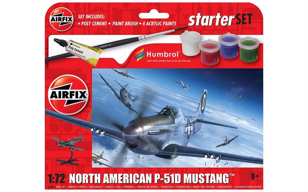 Airfix 1/72 A55013 North American P-51D Mustang Starter Set